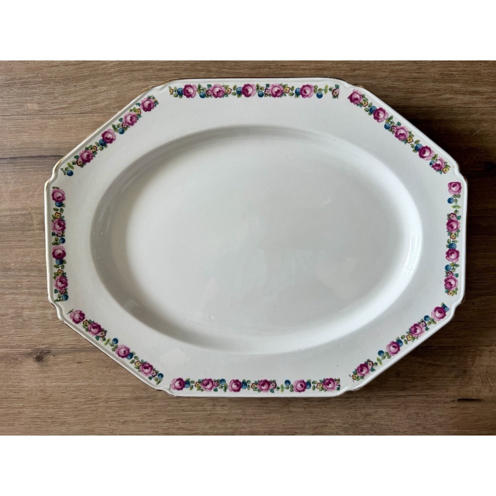 Wood &‎ Sons England Gilded-Edge Floral Serving Platter